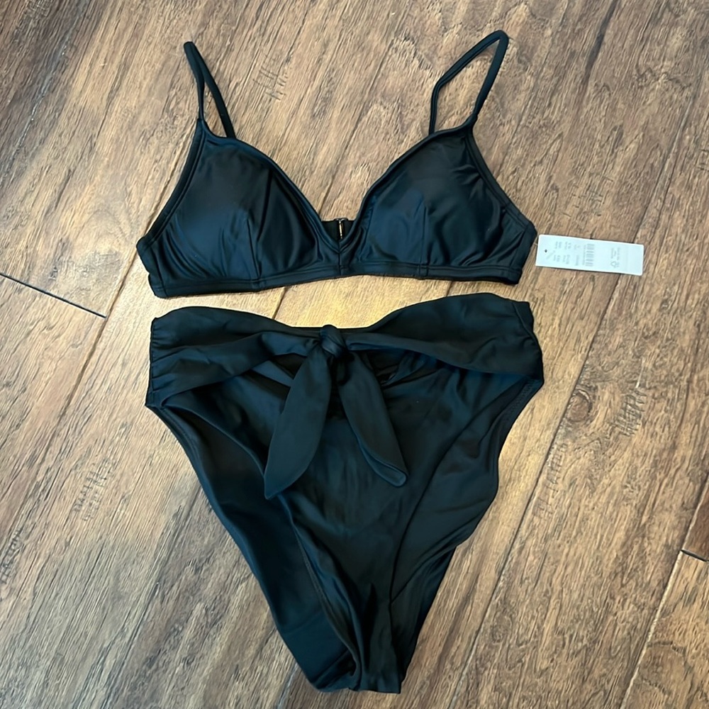 NWOT J.Crew Black Two Piece Swimsuit Size S